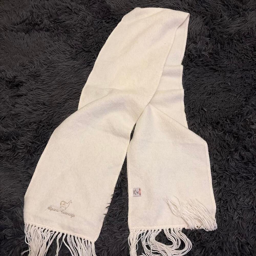 Alpaca Camargo Cream Ivory Fringe Scarf